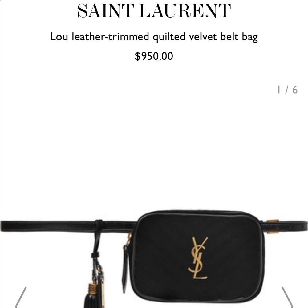 100% AUTHENTIC ysl velvet quilted belt bag